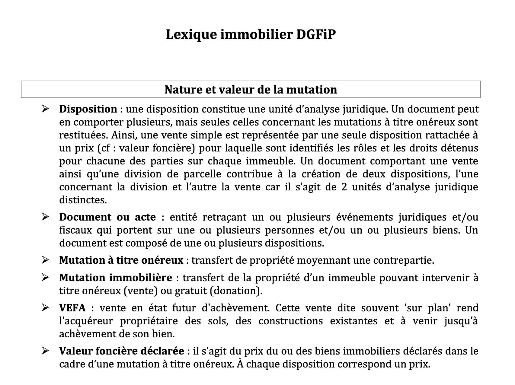 Lexique des données du jeu de données Demande de valeur foncière